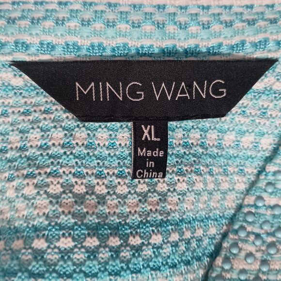 Ming Wang Jacket XL Womens Blue White Cardigan Classic V-Neck Long Sleeve - Picture 6 of 6